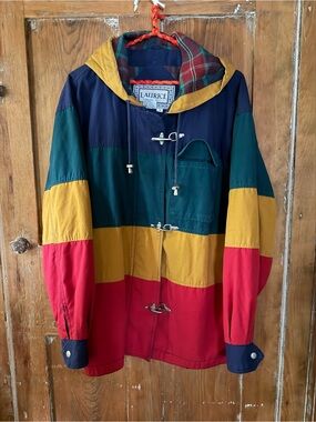 Laurice Colorblock Hooded Toggle Jacket - Navy, Green, Mustard, Red